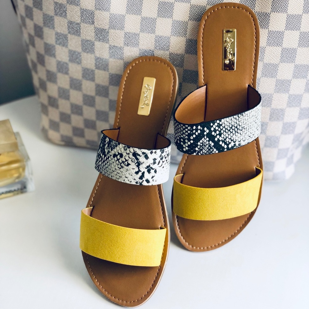 Snake Print Contrast Sandals
